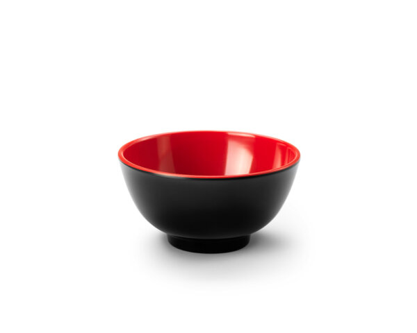 Ris/miso skål svart utsida, röd insida